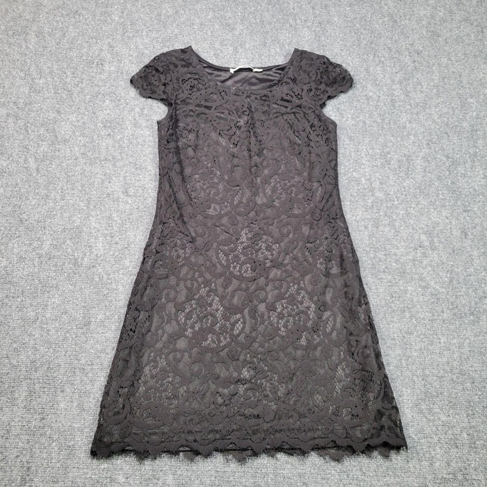 Solitaire Dress Women Small Black Lace Short Sleeve Cocktail Party Lined Elegant